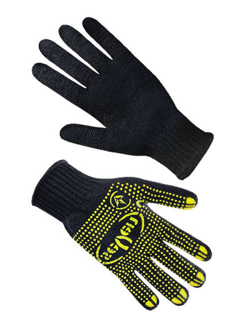 Рукавички трикотажні чорні з ПВХ крапкою SEVEN 78711